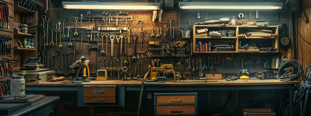 an expert locksmith diligently inspects and repairs a lock in a well-organized workshop, surrounded by tools and equipment that highlight the importance of professional maintenance for optimal security and longevity.